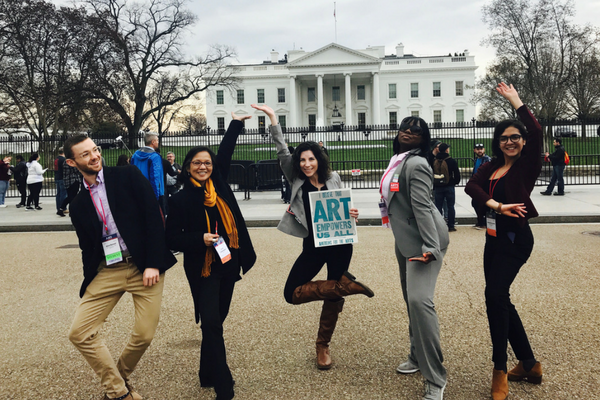 Arts advocates from the Illinois and Virginia delegations at Arts Advocacy Day 2017, participating in a danced demonstration at the White House. (Photo by Magnus Hunter)