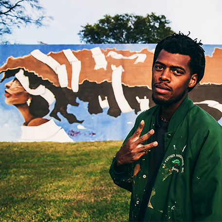 Jay Jenkins (woke3) at the inaugural Norf Walls Fest. Jay and his collective (Norf.) through a THRIVE investment initiated the first street art festival in Nashville along the HBCU/Jefferson Street Corridor.