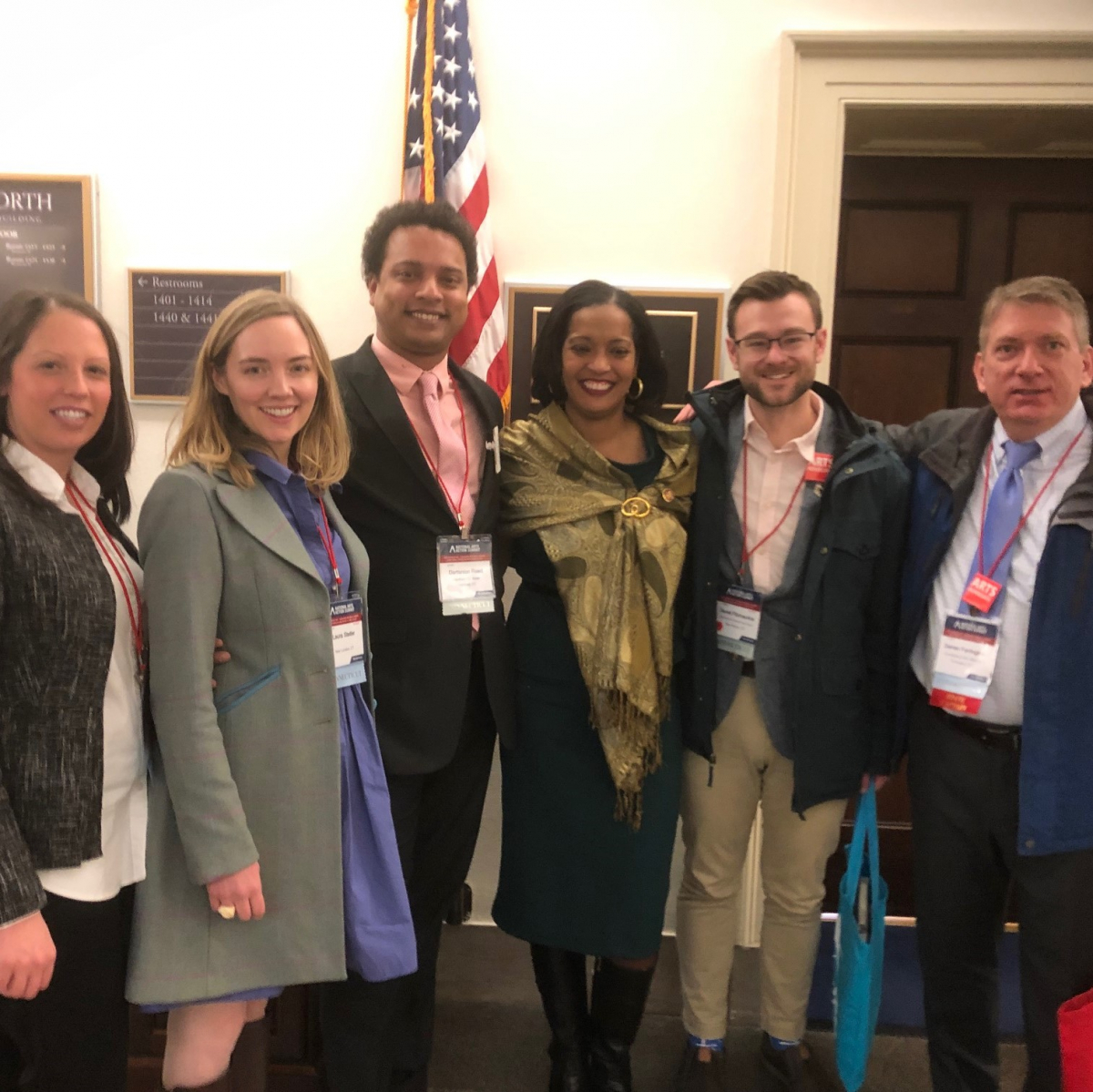 Advocates from Connecticut met with Congresswoman Jahana Hayes (D-CT, center) on Arts Advocacy Day 2019.