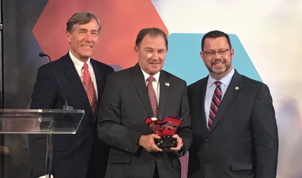 Zions Bank President Scott Anderson (left), a member of the Americans for the Arts’ Business Committee for the Arts, and the author (right) presenting Utah Governor Gary Herbert with the Public Leadership in the Arts Award at a ceremony in Salt Lake City. Business support is essential to the growth of the arts and culture industry and we thank Scott for his support.