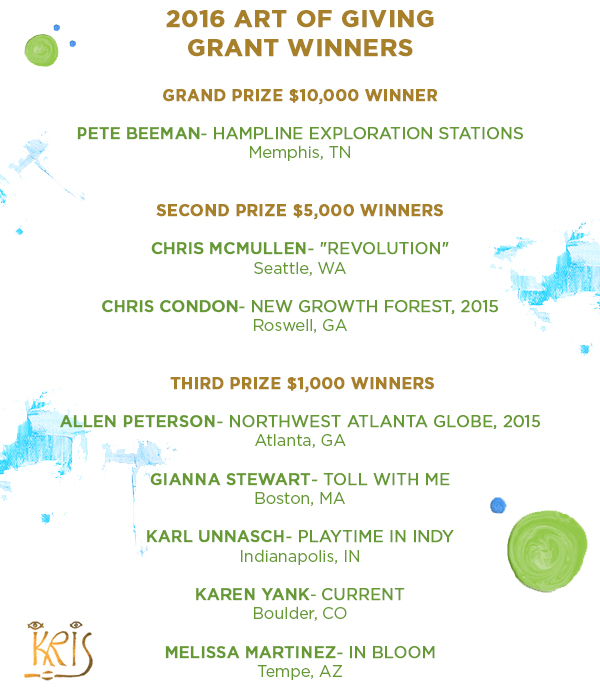 2016 KRIS "Art of Giving" winners