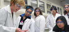 STEM students pictured in lab.