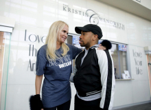 Kristin Chenoweth pictured Kyle Garvin outside of The Kristin Chenoweth Theater, Kyle Garvin is on the faculty of the Kristin Chenoweth Broadway Bootcamp.