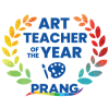 Rainbow colored logo for the Prang Art Teacher of the Year.